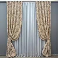 Комплект штор (2шт. 2х2,7м.) Льон, колекція "Корона Марія". Колір капучино з бежевим. Код 1269ш 32-302