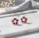Серьги с кристаллами Цветы красные код 1230