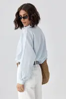 Сорочка в смужку з подовженою спинкою - небесно-блакитний цвет, ONE SIZE