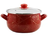 Кастрюля с крышкой Interos Красный Мрамор 702-92119 2.3 л 16 см красная