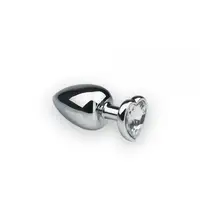 Анальная пробка Silver Heart Diamond, M с кристаллом в виде сердечка