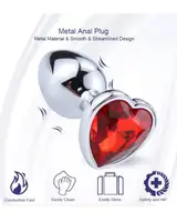 Металева анальна втулка Heart red, розмір S