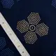 Ткань костюмная под лен с напылением квітка т/синя