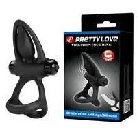 Эрекционное вибро кольцо Pretty Love - Vibration Cock Ring, 10 vibration functions Black