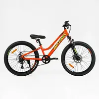 Велосипед Спортивный Corso OPTIMA 24", 7 скоростей, рама алюминиевая 11", оборудование Shimano RevoShift. Orange (148319)