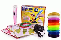 Набор 3D Ручка PEN-3 с ТРАФАРЕТАМИ LCD дисплей ABS и PLA РОЗОВАЯ +100М ПЛАСТИКА В ПОДАРОК