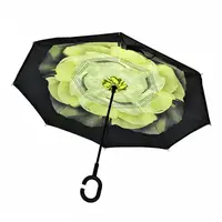Зонт трость Lesko Up-Brella Біла Гарденія механічний розумний антизонт зворотного складання