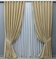 Комплект (2шт. 2х2,9м.) штор з тканини оксамит (бархат). Колір бежевий. Код 1653ш 32-078