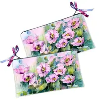 Женская косметичка с принтом на молнии Purpel flowers 20х12 см