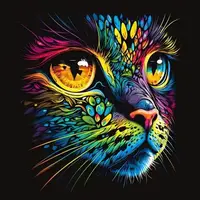 Картина по номерам на черном фоне "Красочный котенок" 40х40