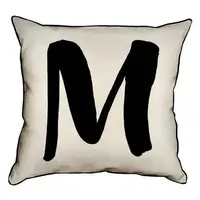 Подушка с мешковины Английская буква M 45x45 см (45PHB_ABC026_WH)