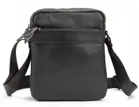 Мужской кожаный мессенджер Tiding Bag  чёрный