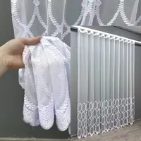 Готовая тюль (4х2,7м.) из ткани бамбук с вышивкой. Цвет холодный белый. Код 1624т 42-0822