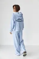 Теплий спортивний костюм із капюшоном - блакитний колір, M/L