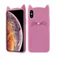 Силиконовый чехол для iPhone XS / X - 3D Cat (Кот с усами), Розовый
