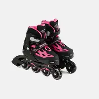 Роликовые коньки с защитой "Best Roller". Размер 35-38, светящиеся PU колёса. Pink (141128)