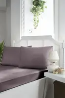 Простынь на резинке сатин с наволочками First Choice Satin Fitted Lilac 180х200см (+30см)