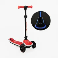 Самокат трехколесный Best Scooter Kick`n`roll X2-003 колеса PU со светом складной руль подсветка платформы. Black and Red (195004)