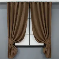 Комплект (2шт. 1,3х1,7м.) коротких штор з льону. Колір коричневий. Код 1429ш 35-0178