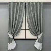 Комплект (2шт. 1,4х1,7м.) коротких штор з жакарду. Колір графітовий з білим. Код 033дк 12-0121