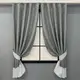 Комплект (2шт. 1,4х1,7м.) коротких штор из жаккарда. Цвет графитовый с белым. Код 033дк 12-0121