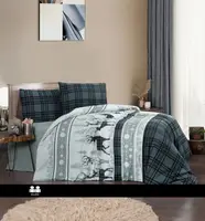 Фланелева Постільна білизна First Choice Flannel Happines Green Двоспальний Євро