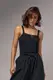 Женская майка в рубчик на бретелях - черный цвет, M