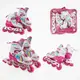 Роликовые коньки 504-S Best Roller колеса PU светятся. White and Pink (размер 29-33) (170004)