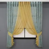 Кухонные шторки (400х170см.) комбинированные. Цвет голубовато-серый с золотистым. Код 111к 52-0709