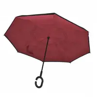 Зонт навпаки Lesko Up-Brella Бордовий розкладний зворотного складання вітрозахисний