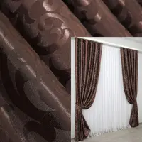 Комплект штор (2шт. 1х2,7м.) жакард, колекція "Вензель". Колір коричневий. Код 092ш 31-042