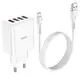 СЗУ сетевое зарядное устройство HOCO C102A 4USB/2,1A с кабелем для зарядки USB - MicroUSB, Белый
