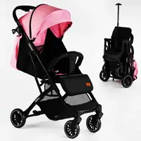 Коляска прогулянкова дитяча "JOY" Fabiana (телескопічна ручка). Pink and black 118439