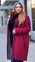 Куртка женская бордовая удлиненная еврозима П969