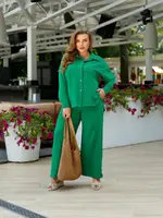 Костюм жіночий кофта та штани зеленого кольору код П1012