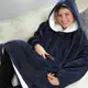 Двухсторонняя толстовка-плед Huggle Hoodie Blanket с капюшоном ∙ Синяя