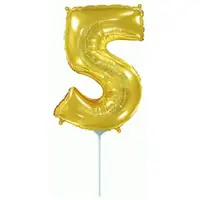 Шарик фольгированный "День Рождения: Цифра 5", мини, золото
