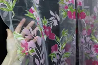 Тюль органза з великим квітковим принтом. Колір напівпрозорий білий з різнокольоровим принтом. Код 809т