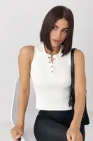 Майка в рубчик із застібками T-bar - молочний цвет, ONE SIZE