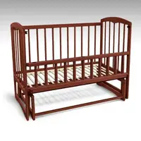 Кроватка Наталка деревянная Спим 741 маятник откидной борт ольха. Dark brown (74161)