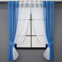 Кухонные шторы (265х170см). На карниз 1-1,5м. Цвет голубой с белым. Код 017к
