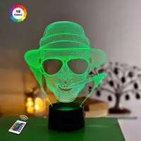 3D ночник "Джонни" (УВЕЛИЧЕННОЕ ИЗОБРАЖЕНИЕ)+пульт ДУ + сетевой адаптер + батарейки (3ААА) 3DTOYSLAMP