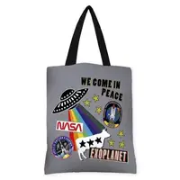 Сумка женская тканевая Original We come in peace 40x45 см (SV_UNI013_BL)