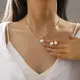 Комплект украшений золотистый женский цепочка с кулоном и серьги код 2403