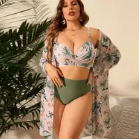 3в1. Купальник раздельный+пляжный халат. 4XL