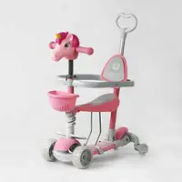 Самокат Best Scooter 5 в 1, PU колеса, подсветка колес, с бортиком. Pink (166617)