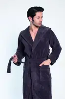 Турецький Махровий Чоловічий Халат Nusa Style з капюшоном коричневий