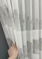Тюль бамбук з вишивкю. Колір молочний з сірим. Код 1474т