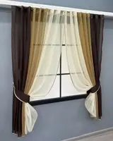 Кухонні штори (400х170см), на карниз 1,5-2м. Колір венге з кавовим і бежевим. Код 054к 52-1182