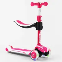 Самокат триколісний Best Scooter MAXI З СИДІННЯМ, колеса PU зі світлом Pink and white (102932)